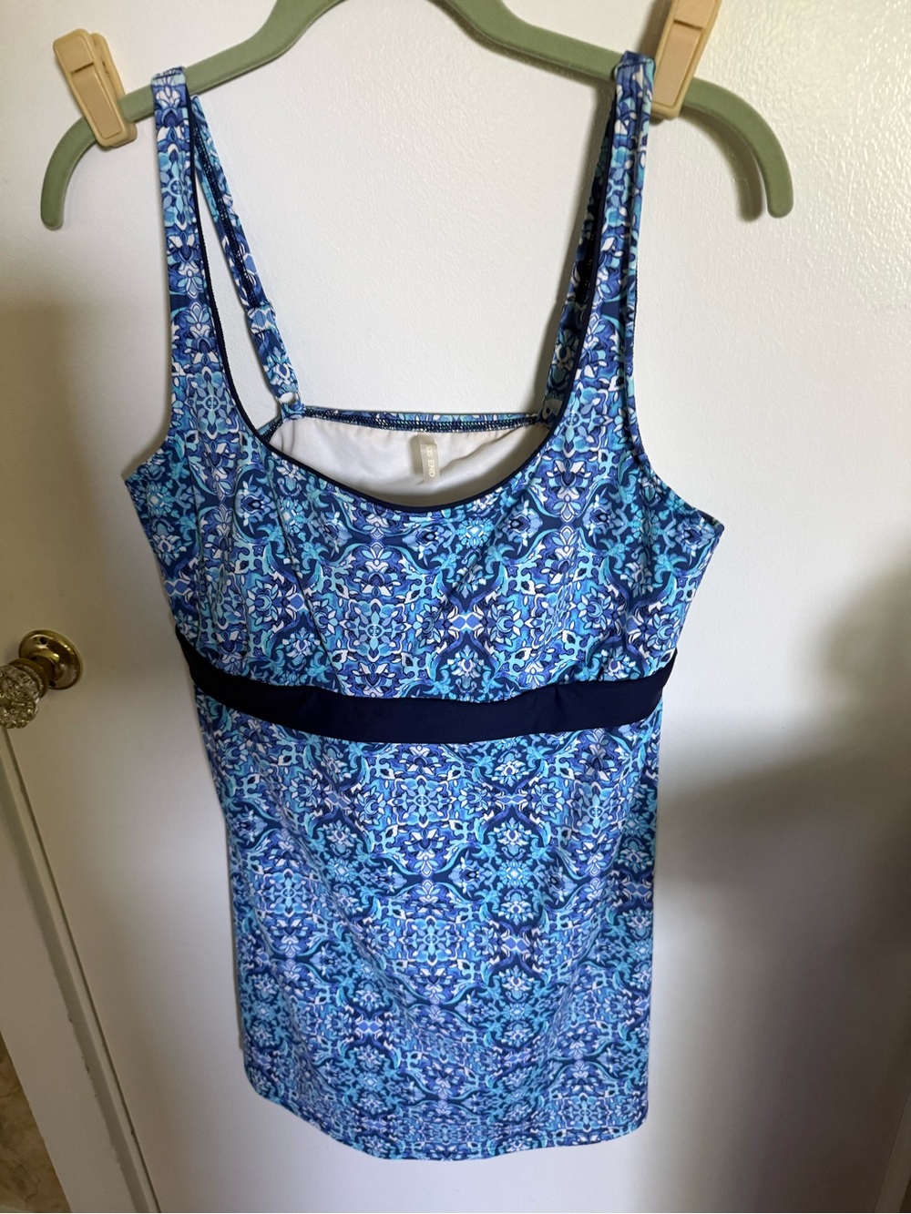 Lands' End Blue Multi Pattern Tankini Swim Set